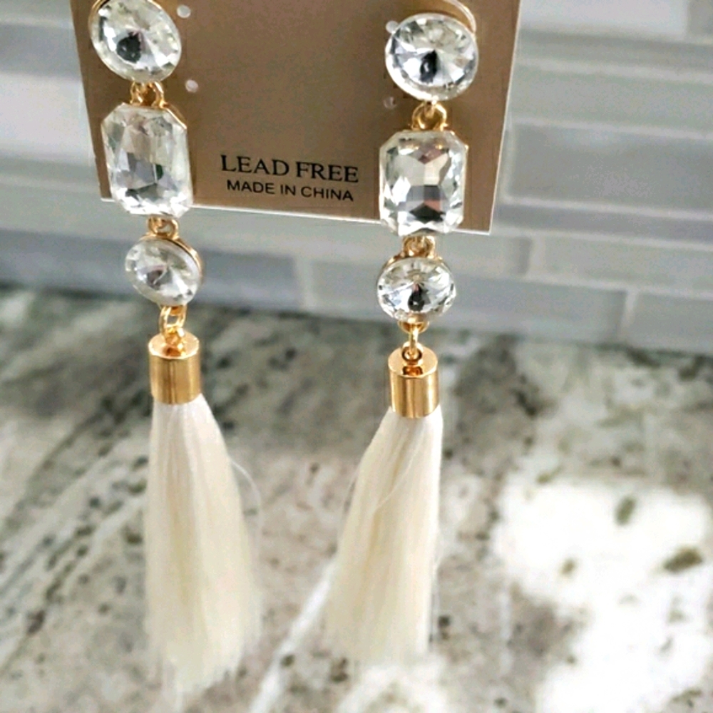Faux diamond fringe earrings